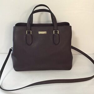 Kate Spade Evangelie Laurel Way Satchel Crossbody Wine Burgundy EUC